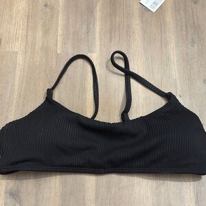 Topshop Black Ribbed Bikini Top